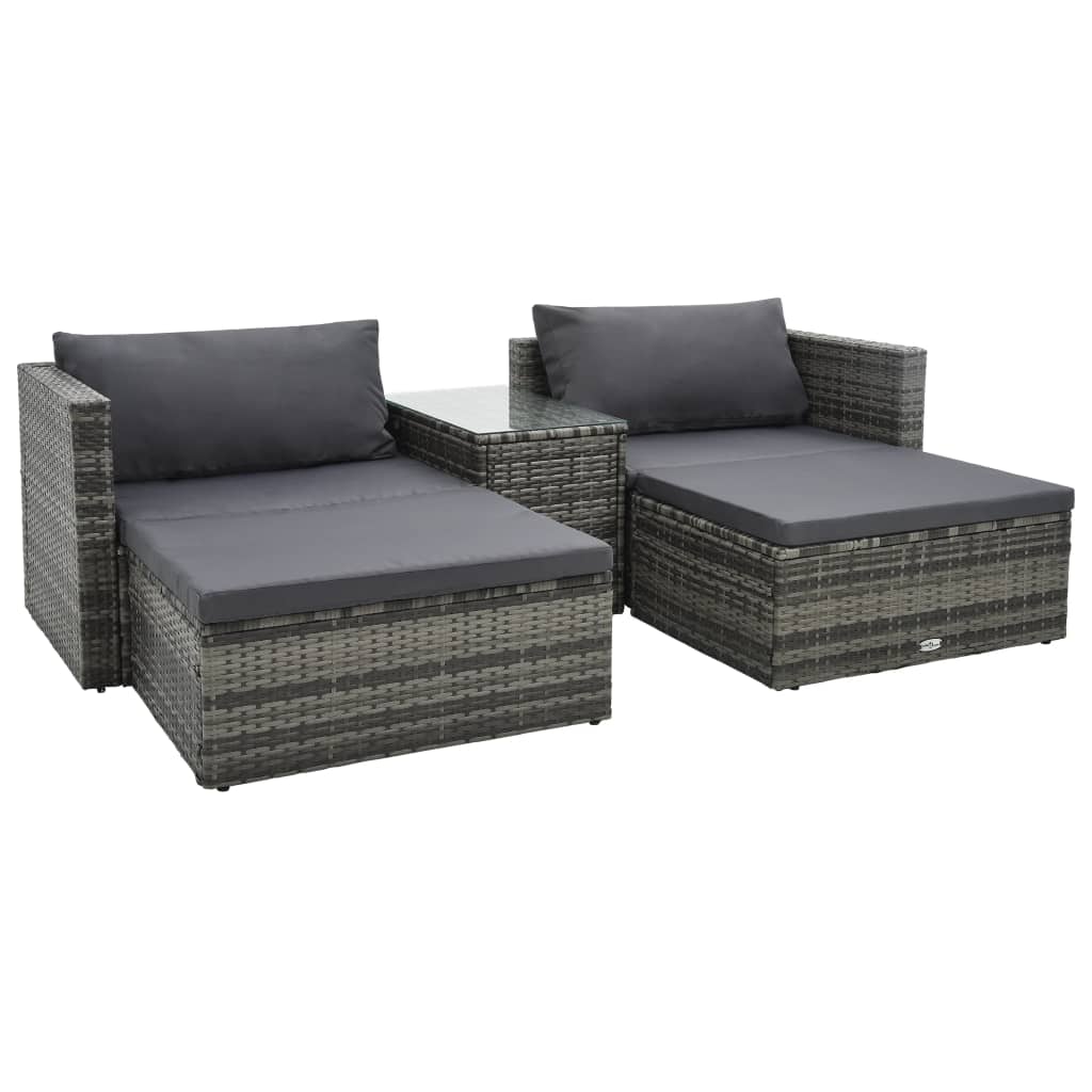 Vidaxl 5 Piece Patio Lounge Set With Cushions Poly Rattan Gray