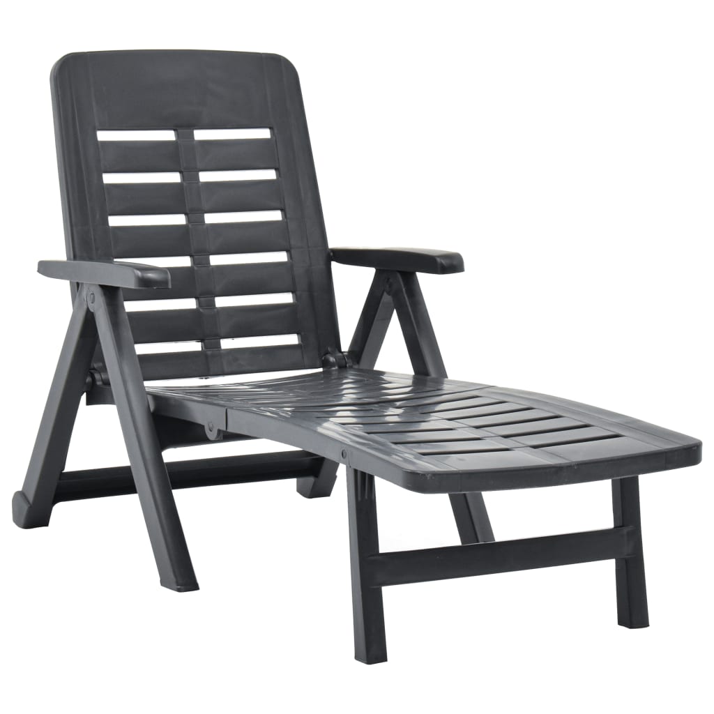 Vidaxl Folding Sun Lounger Plastic Anthracite