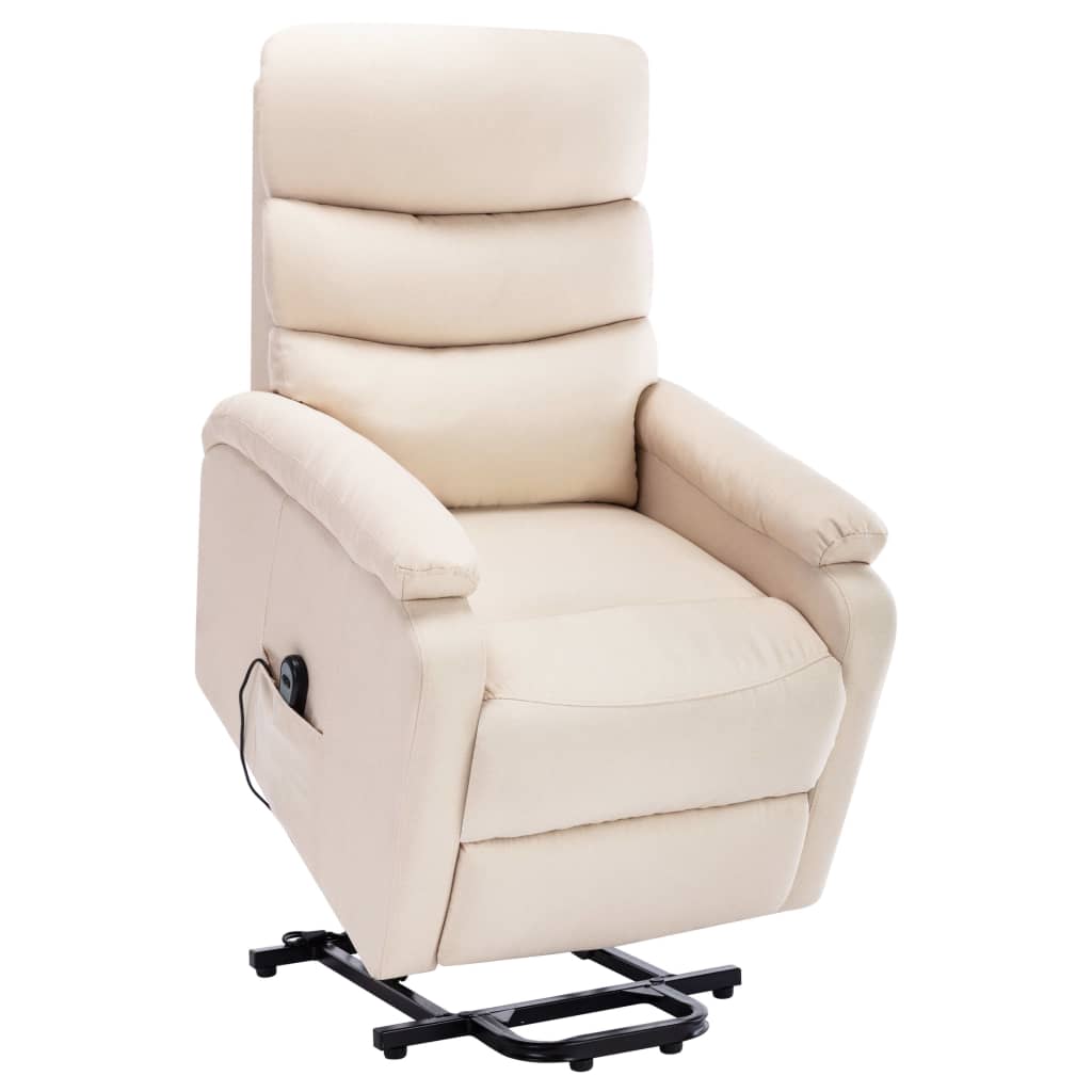 Vidaxl Power Lift Massage Recliner Cream Fabric