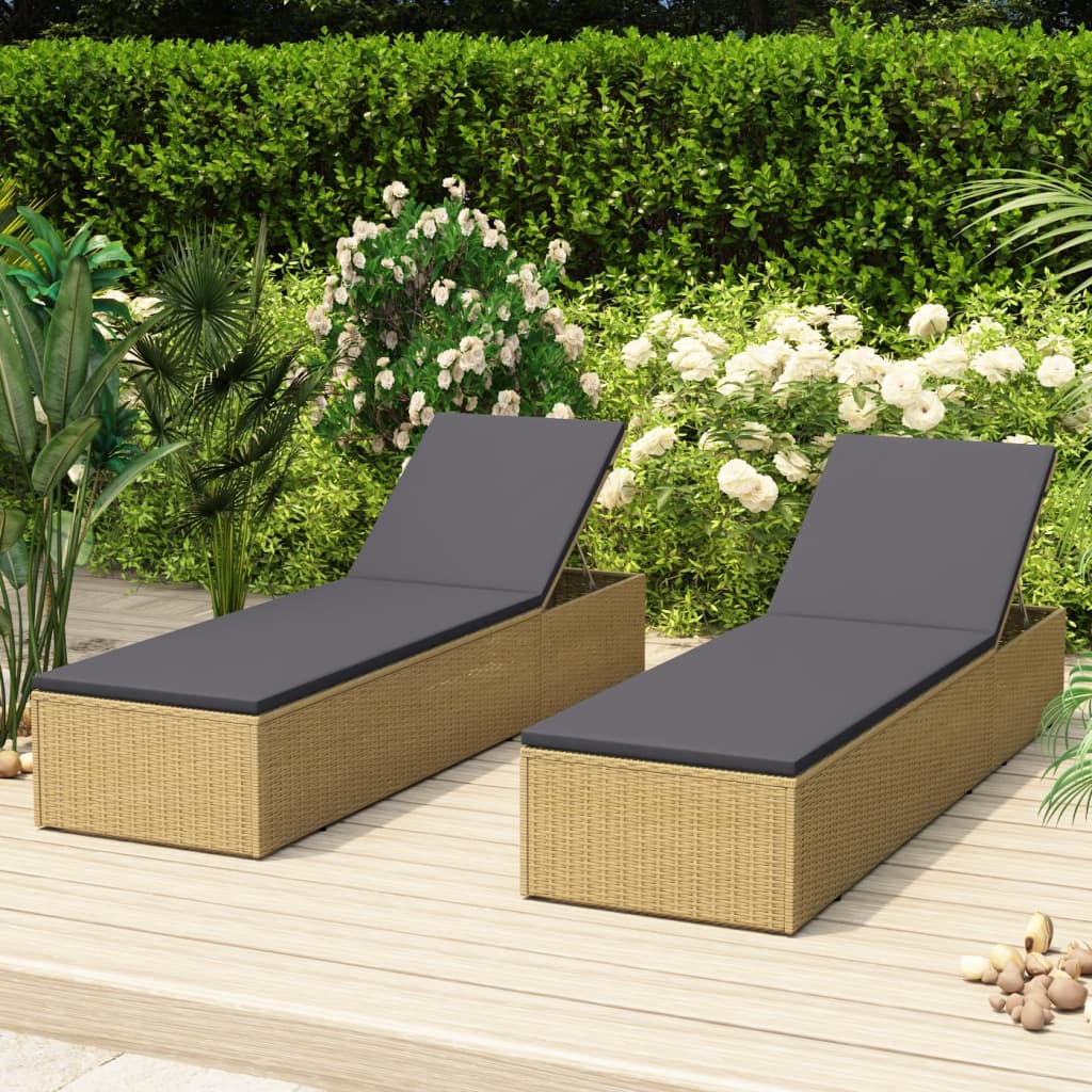 Vidaxl Sunlounger Poly Rattan Brown And Dark Gray