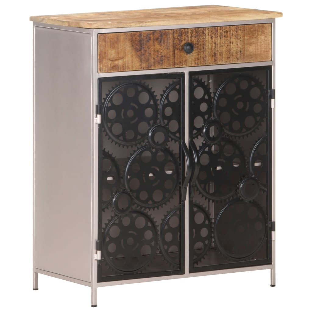 Vidaxl Sideboard 23.6''X13.8''X29.5'' Rough Mango Wood & Iron