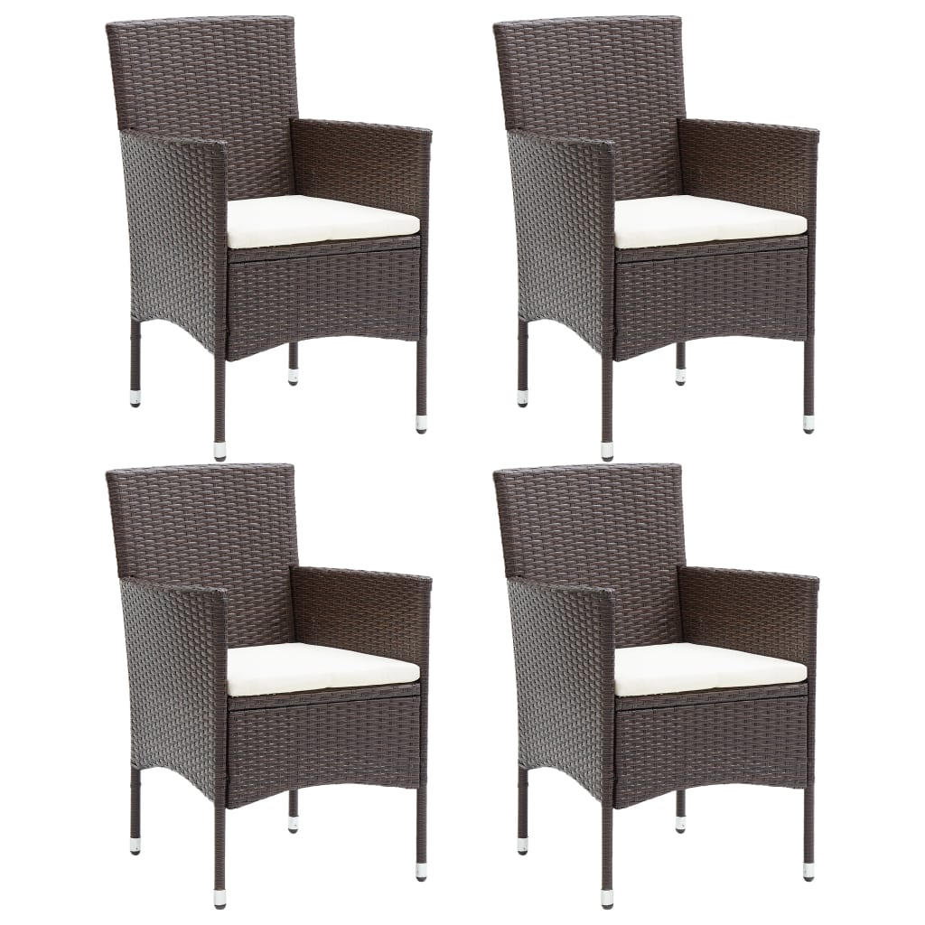 Vidaxl Patio Dining Chairs 4 Pcs Poly Rattan Brown
