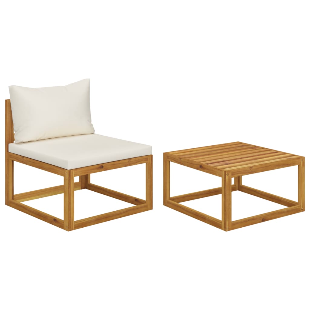 Vidaxl 2 Piece Patio Sofa Set With Cushion Solid Acacia Wood