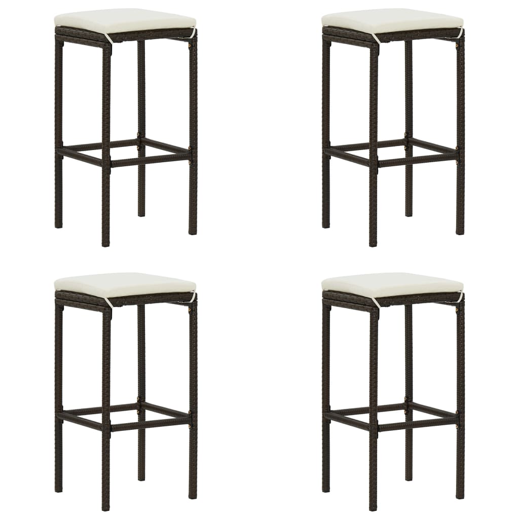 Vidaxl Bar Stools With Cushions 4 Pcs Brown Poly Rattan