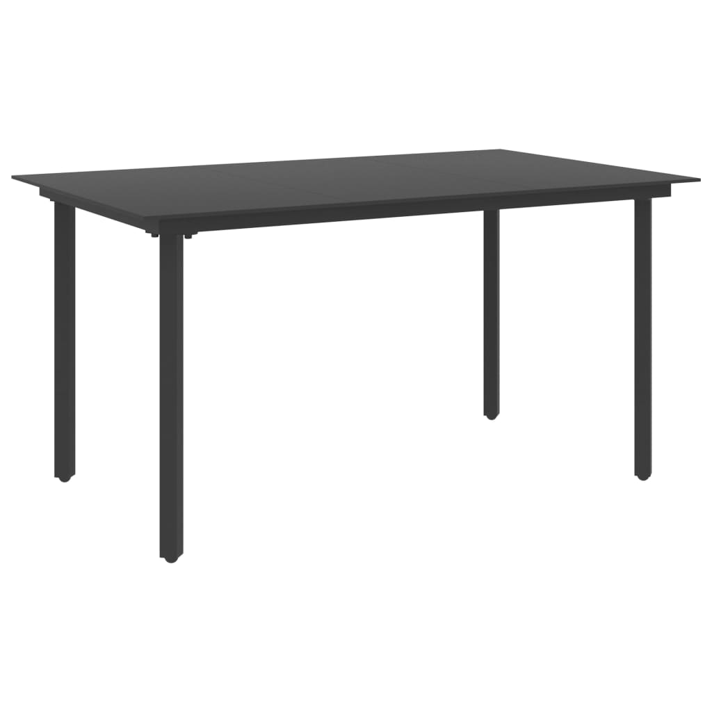 Vidaxl Patio Dining Table Black 59.1''X31.5''X29.1'' Steel And Glass