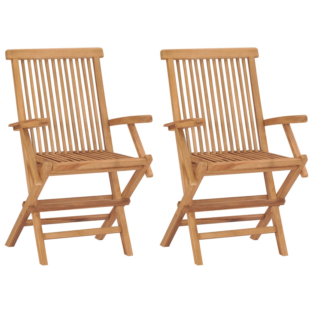 Vidaxl Folding Patio Chairs 2 Pcs Solid Teak Wood