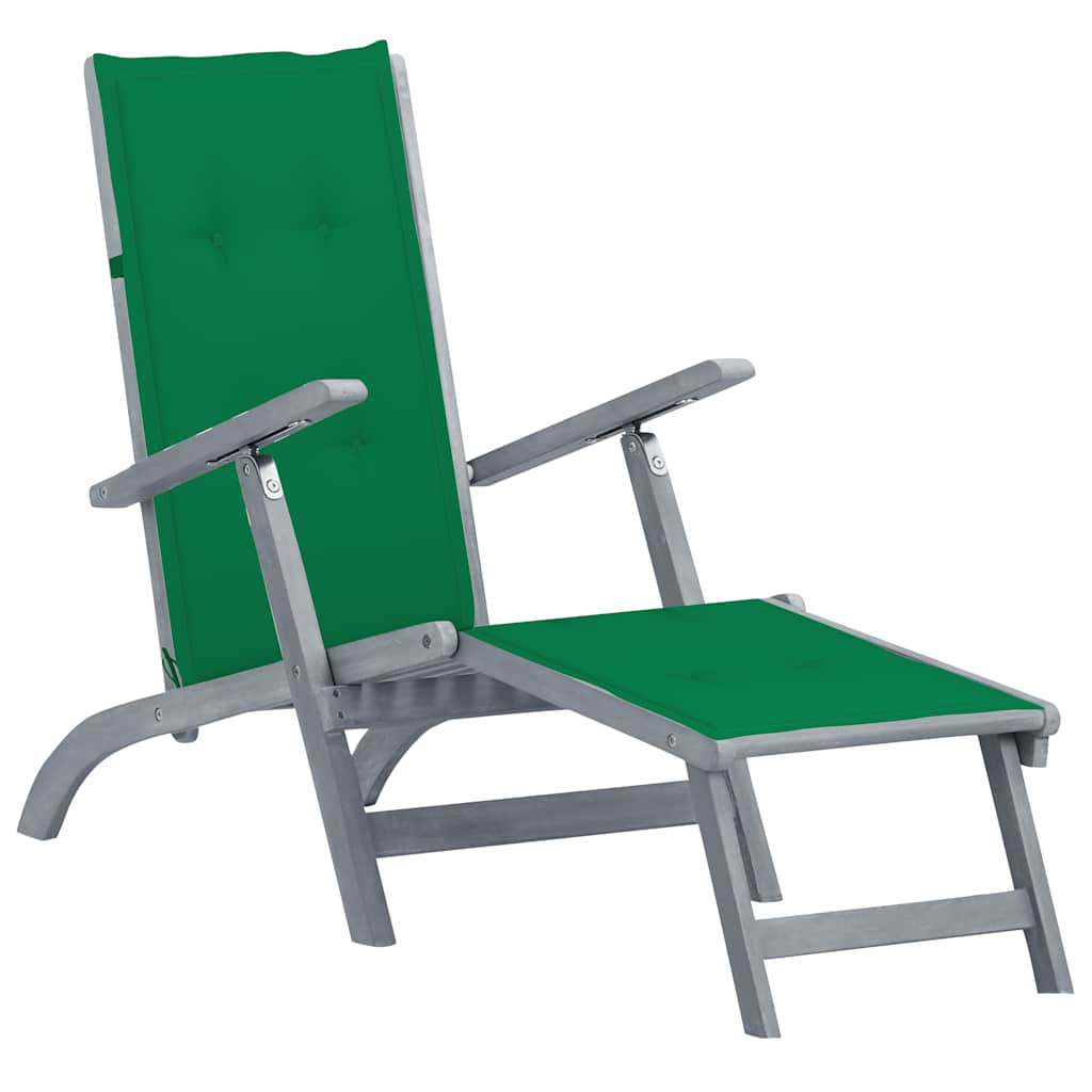 Vidaxl Patio Deck Chair With Footrest And Cushion Solid Acacia Wood