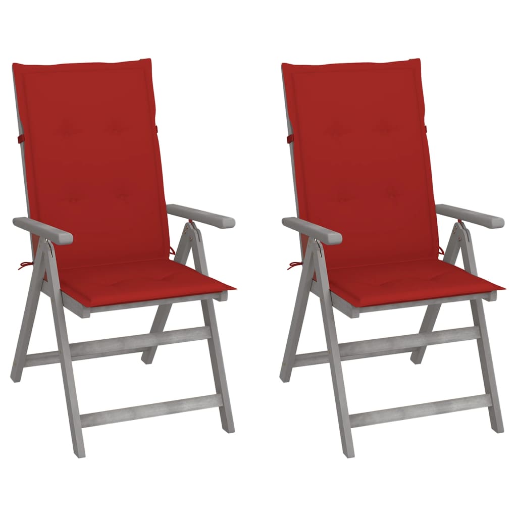 Vidaxl Patio Reclining Chairs 2 Pcs With Cushions Solid Acacia Wood