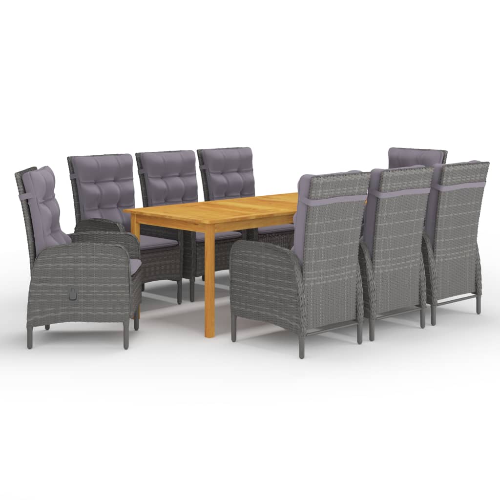 Vidaxl 9 Piece Patio Dining Set Gray