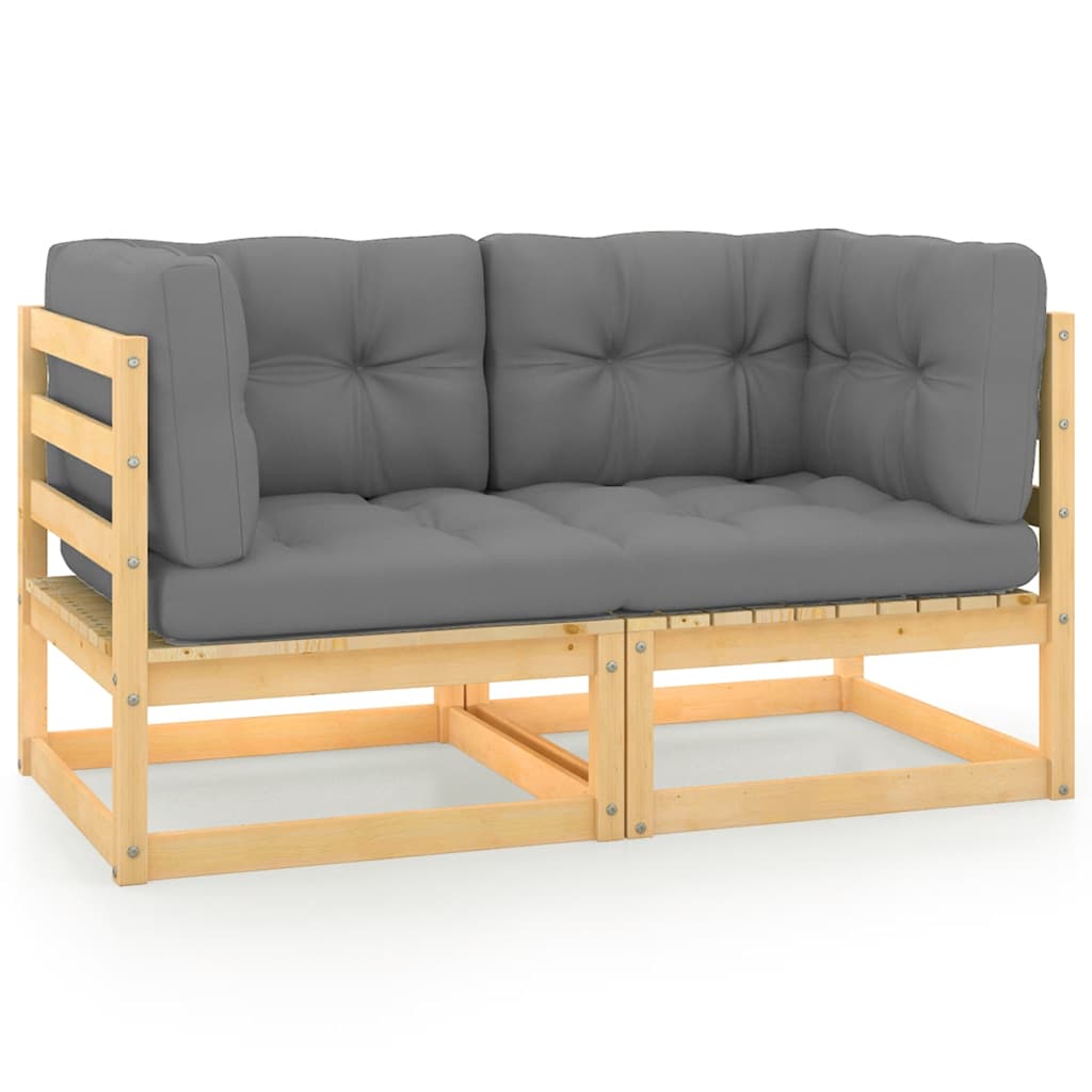 Vidaxl Patio 2-Seater Sofa With Cushions Solid Pinewood