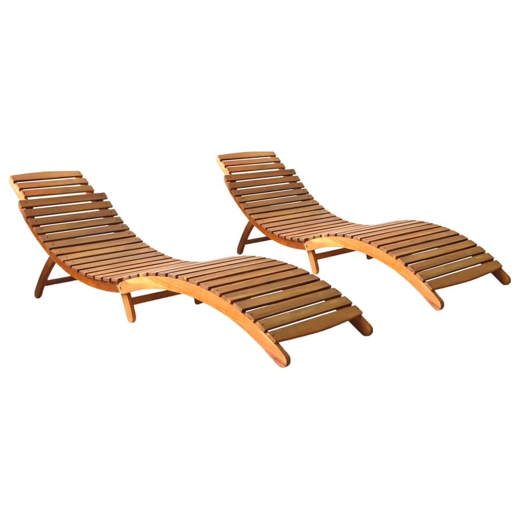 Vidaxl Sun Loungers 2 Pcs Solid Acacia Wood