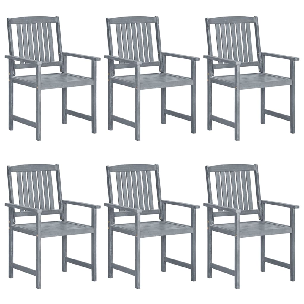 Vidaxl Patio Chairs 6 Pcs Solid Acacia Wood Gray