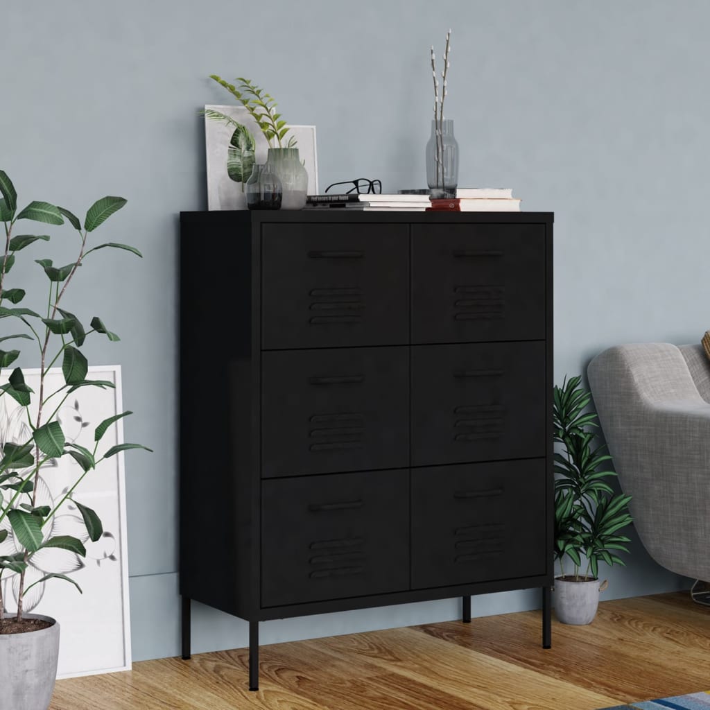 Vidaxl Drawer Cabinet Black 31.5''X13.8''X40'' Steel