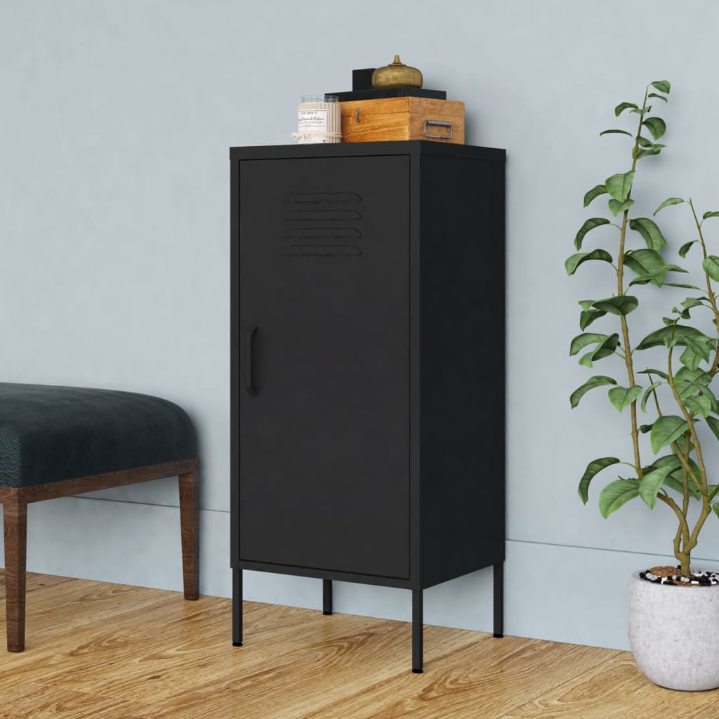 Vidaxl Storage Cabinet Black 16.7''X13.8''X40'' Steel
