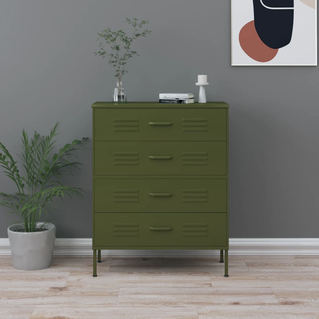 Vidaxl Chest Of Drawers Olive Green 31.5''X13.8''X40'' Steel