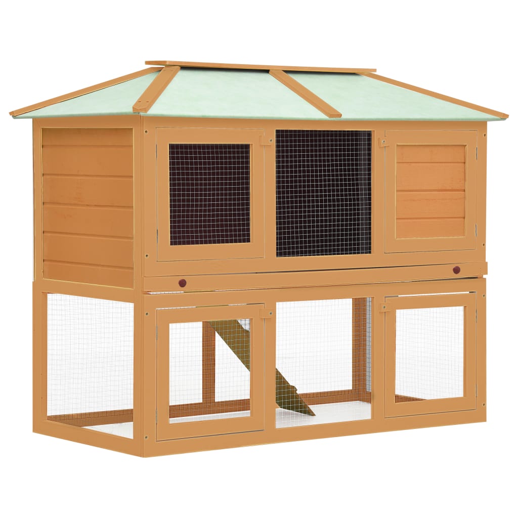 Vidaxl Animal Rabbit Cage Double Floor Solid Fir Wood