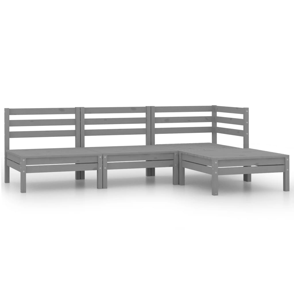 Vidaxl 4 Piece Patio Lounge Set Solid Pinewood Gray