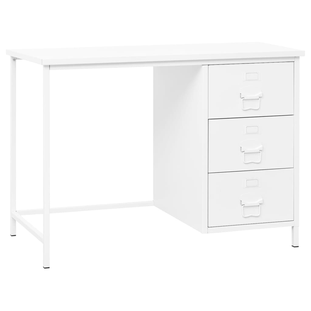 Vidaxl Industrial Desk With Drawers White 41.3''X20.5''X29.5'' Steel