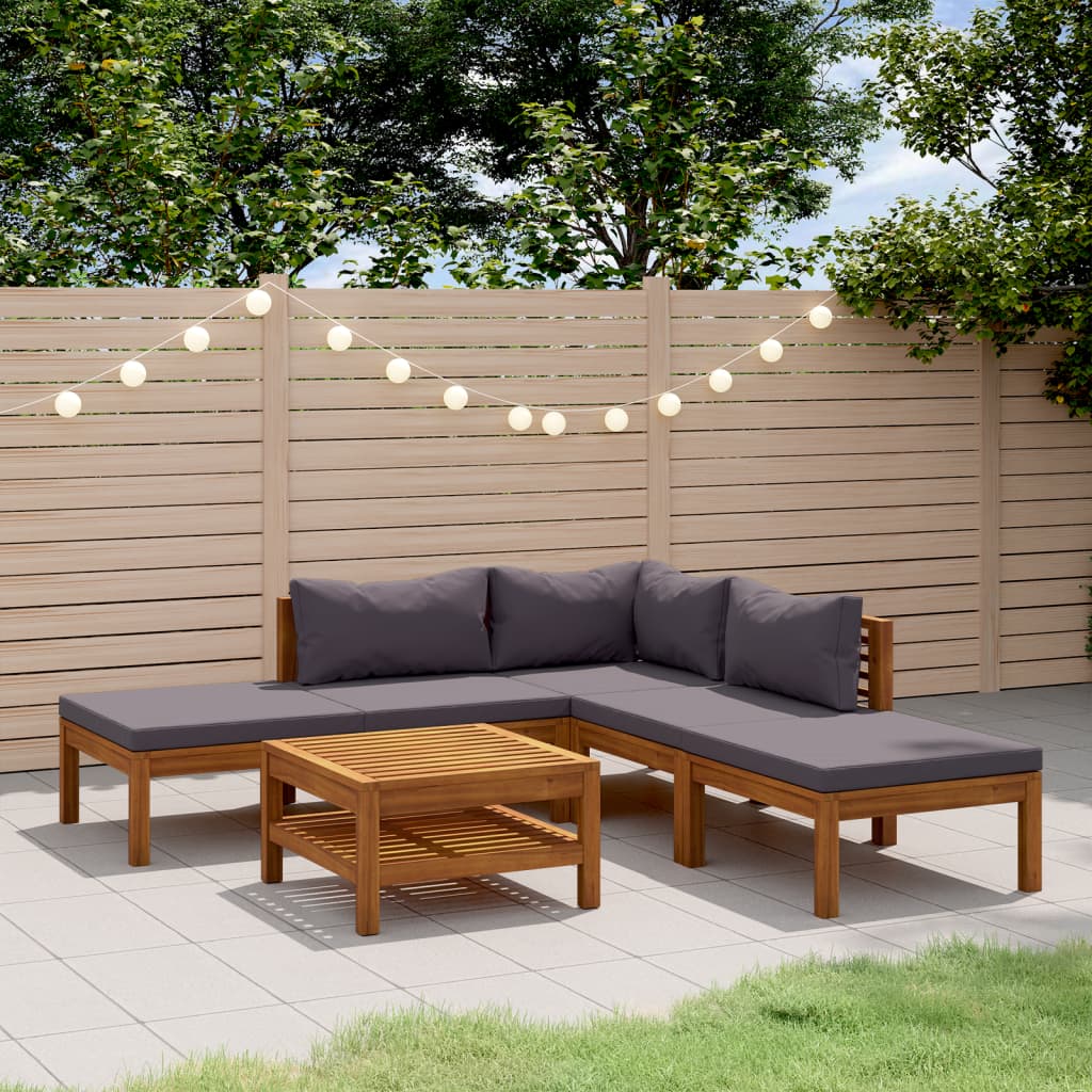 Vidaxl 6 Piece Patio Lounge Set With Cushion Solid Acacia Wood