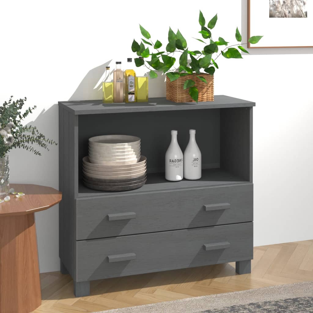 Vidaxl Sideboard Dark Gray 33.5''X13.8''X31.5'' Solid Wood Pine