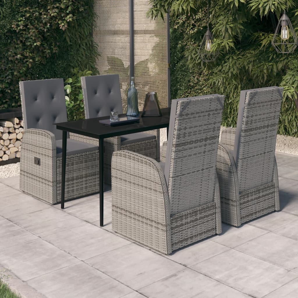 Vidaxl 5 Piece Patio Dining Set With Cushions Gray