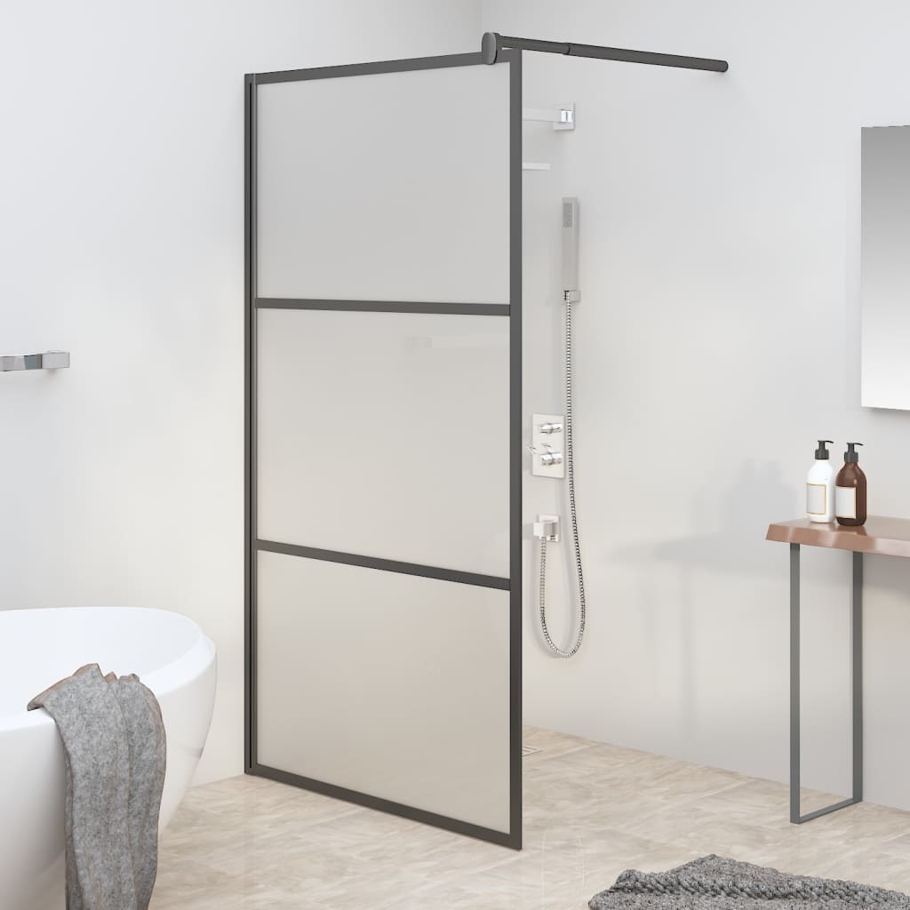 Vidaxl Walk-In Shower Wall 39.4''X76.8'' Frosted Esg Glass Black