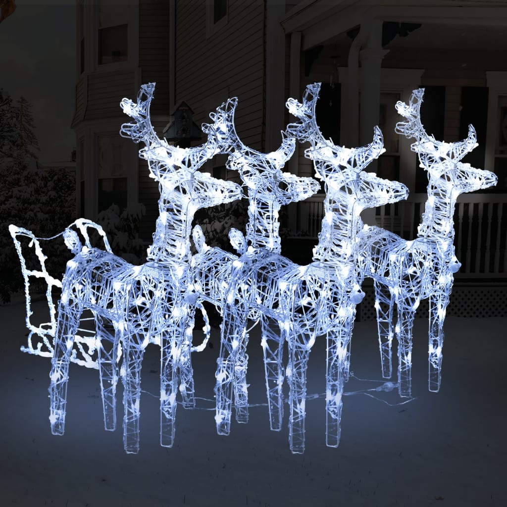 Vidaxl Reindeers & Sleigh Christmas Decoration 240 Leds Acrylic