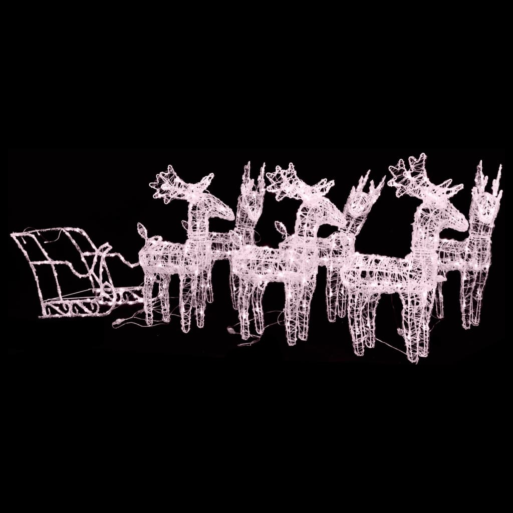 Vidaxl Reindeers & Sleigh Christmas Decoration 320 Leds Acrylic