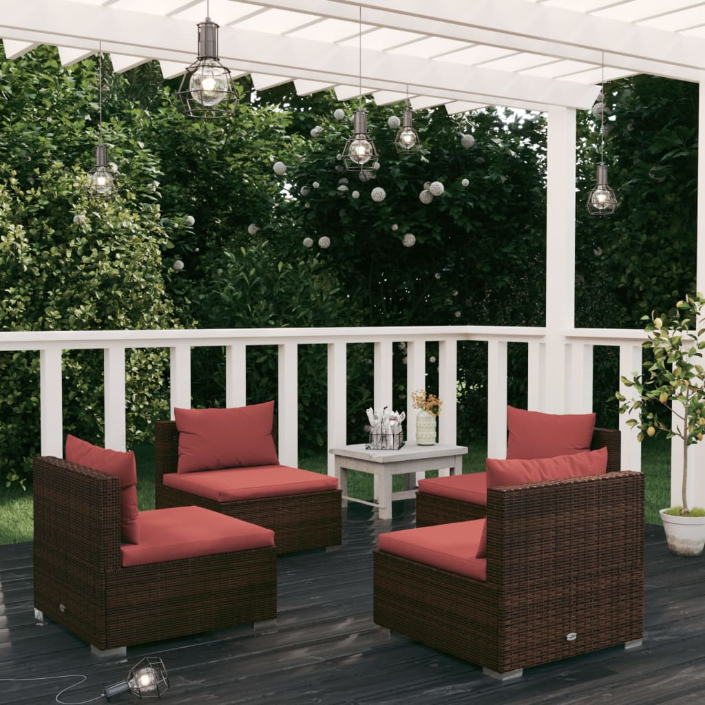 Vidaxl 4 Piece Patio Lounge Set With Cushions Poly Rattan Brown