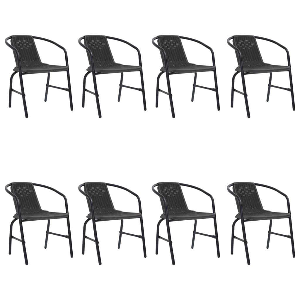 Vidaxl Garden Chairs 8 Pcs Plastic Rattan And Steel 242.5 Lb