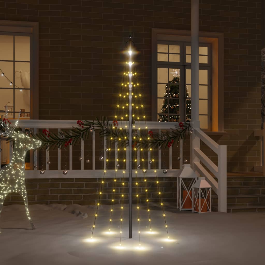 Vidaxl Christmas Tree On Flagpole Warm White 108 Leds 6 Ft