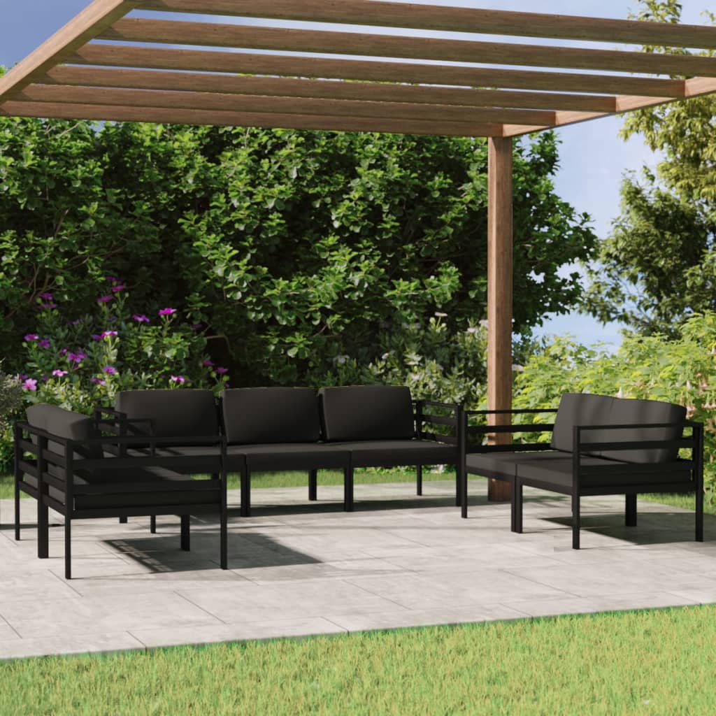 Vidaxl 7 Piece Patio Lounge Set With Cushions Aluminum Anthracite