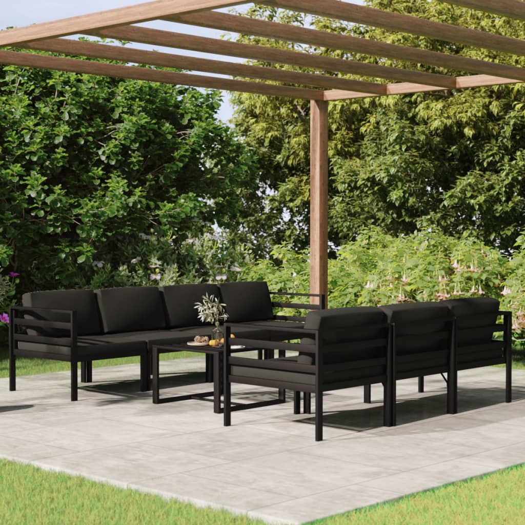 Vidaxl 8 Piece Patio Lounge Set With Cushions Aluminum Anthracite