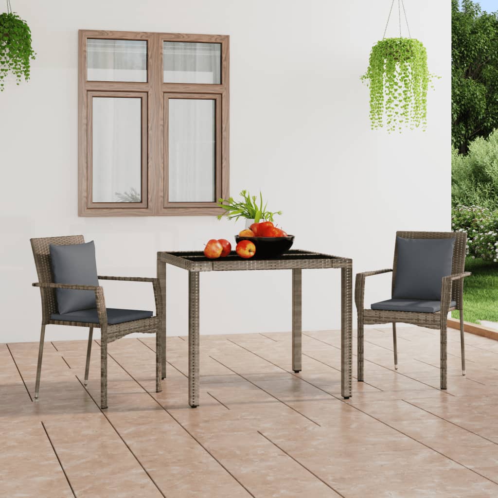 Vidaxl Patio Chairs With Cushions 2 Pcs Poly Rattan Gray