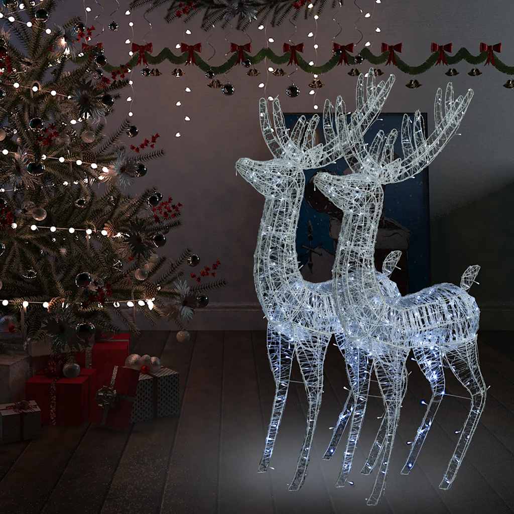 Vidaxl Xxl Acrylic Christmas Reindeers 250 Led 2 Pcs 70.9'' Cold White