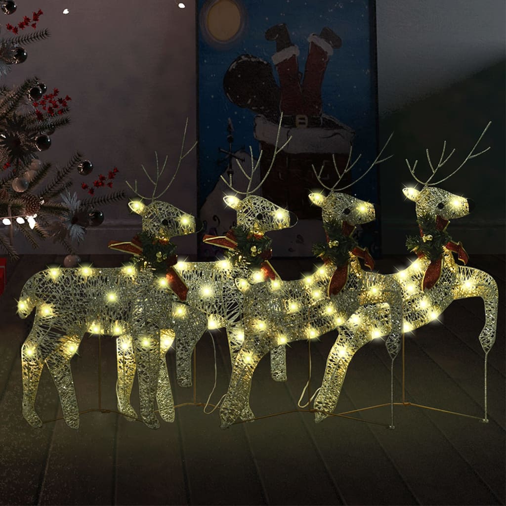 Vidaxl Christmas Reindeers 4 Pcs Gold 80 Leds