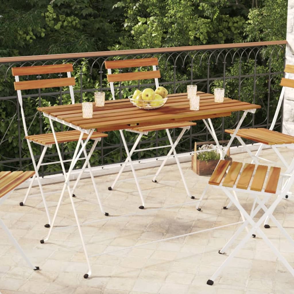 Vidaxl Folding Bistro Table 39.4''X21.3''X28'' Solid Wood Acacia And Steel