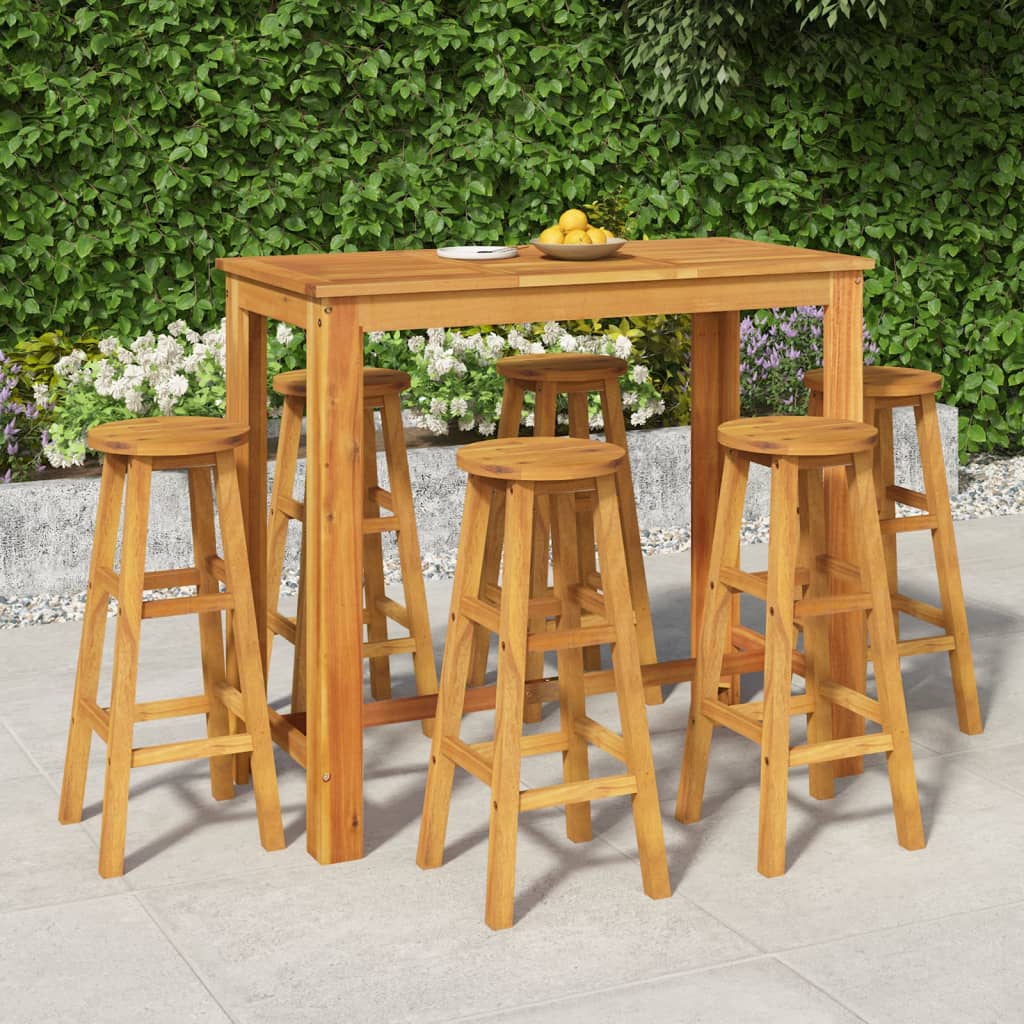 Vidaxl 7 Piece Patio Dining Set Solid Wood Acacia