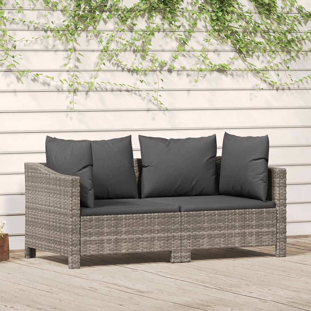 Vidaxl 2 Piece Patio Lounge Set With Cushions Gray Poly Rattan