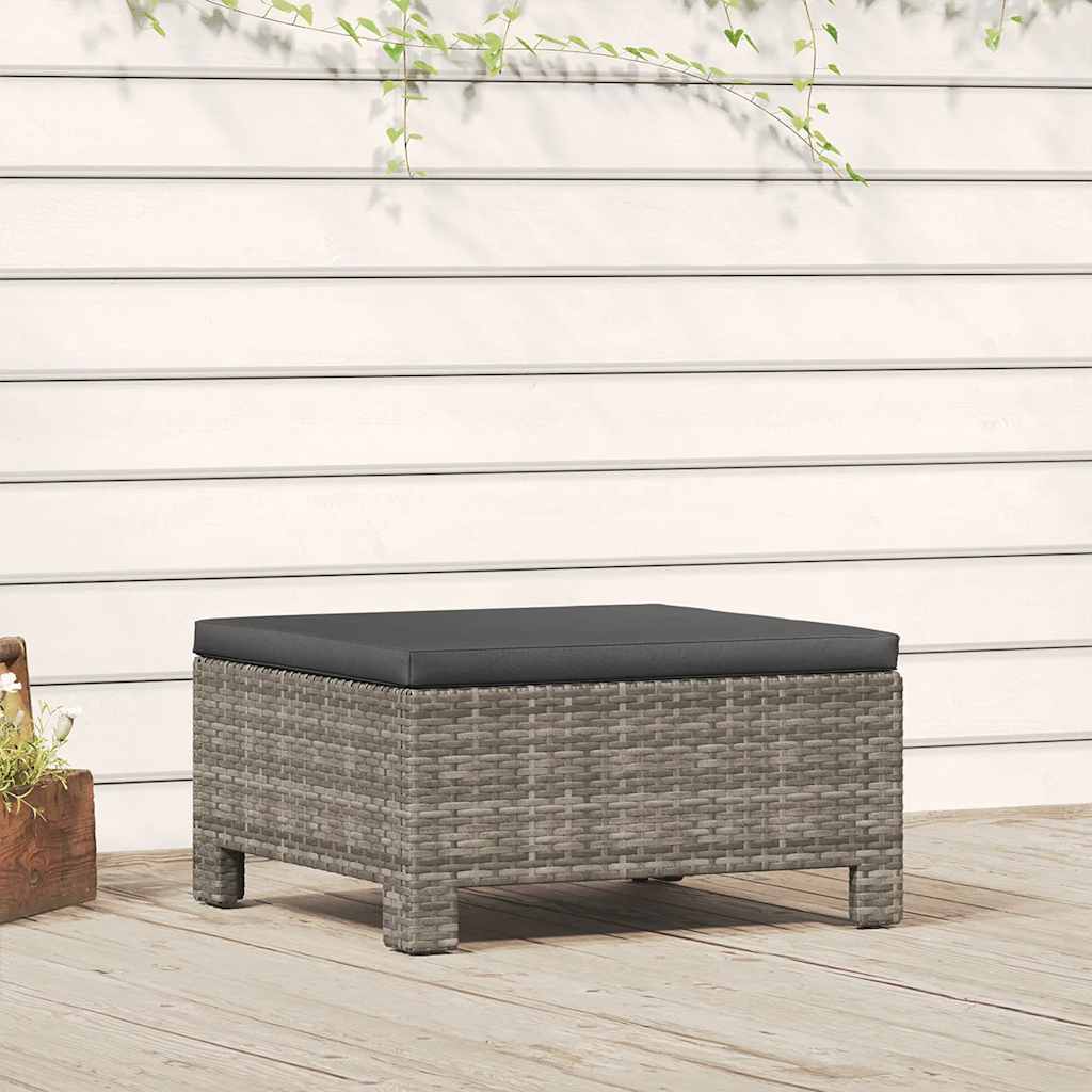Vidaxl Patio Footrest With Cushion Gray Poly Rattan