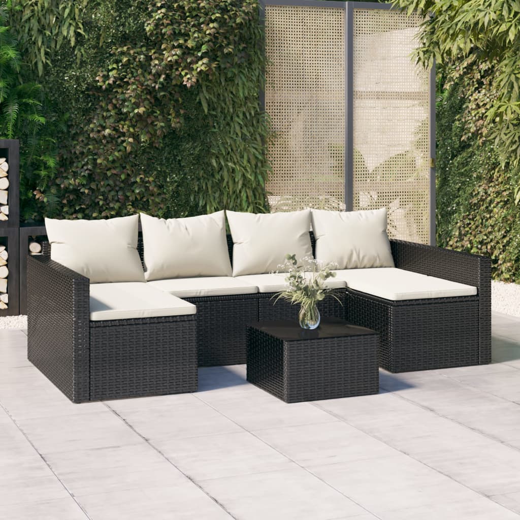 Vidaxl 2 Piece Patio Lounge Set With Cushions Black Poly Rattan
