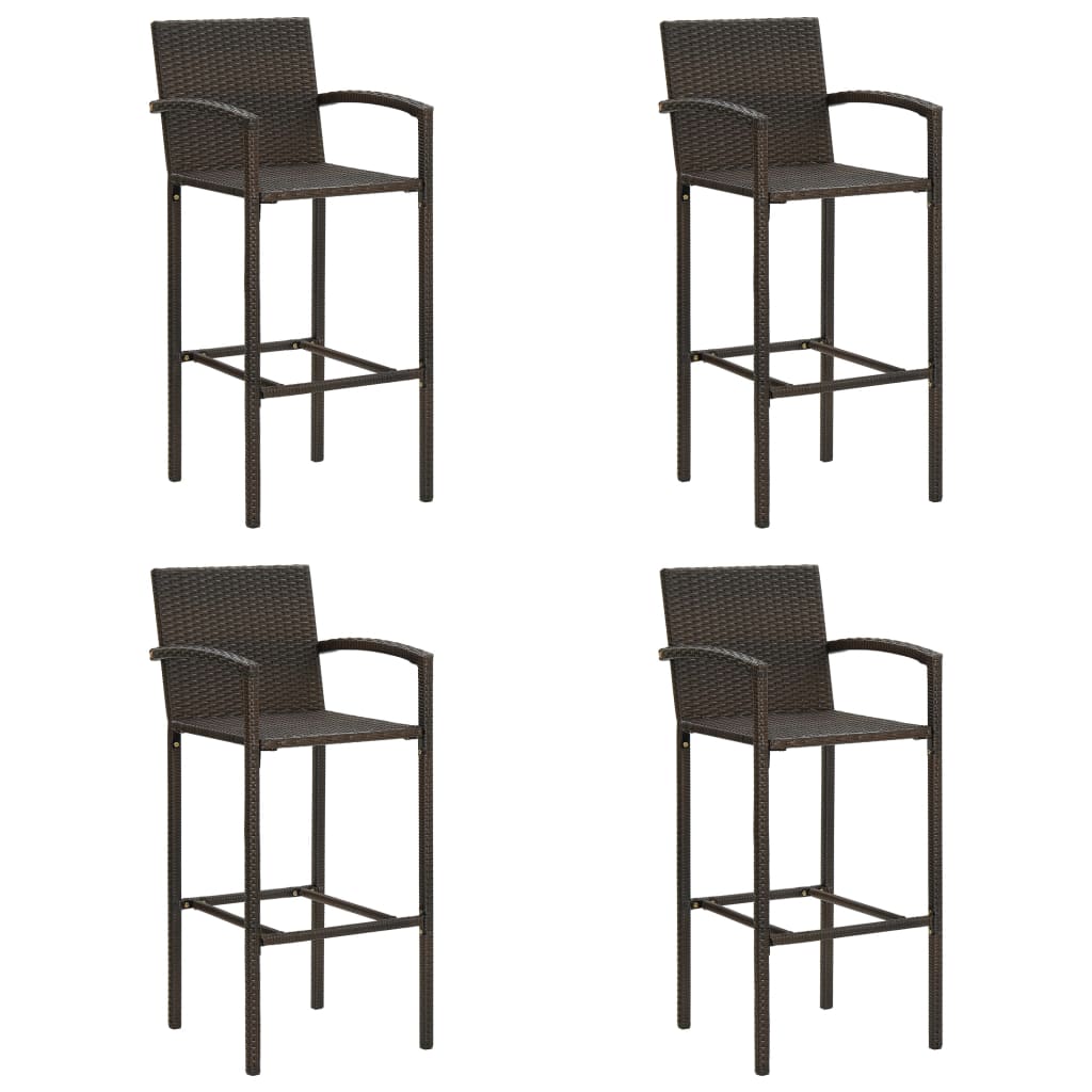 Vidaxl Bar Stools 4 Pcs Brown Poly Rattan