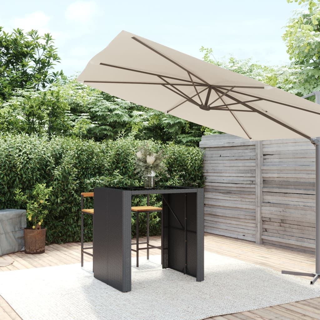 Vidaxl Bar Table With Glass Top Black 41.3''X31.5''X43.3'' Poly Rattan