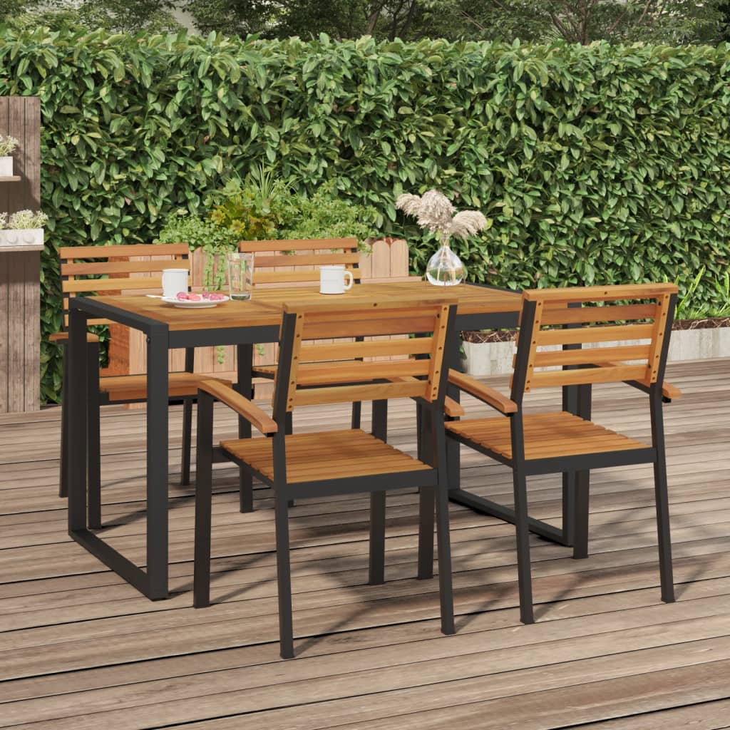 Vidaxl Patio Table With U-Shaped Legs 55.1''X31.5''X29.5'' Solid Wood Acacia