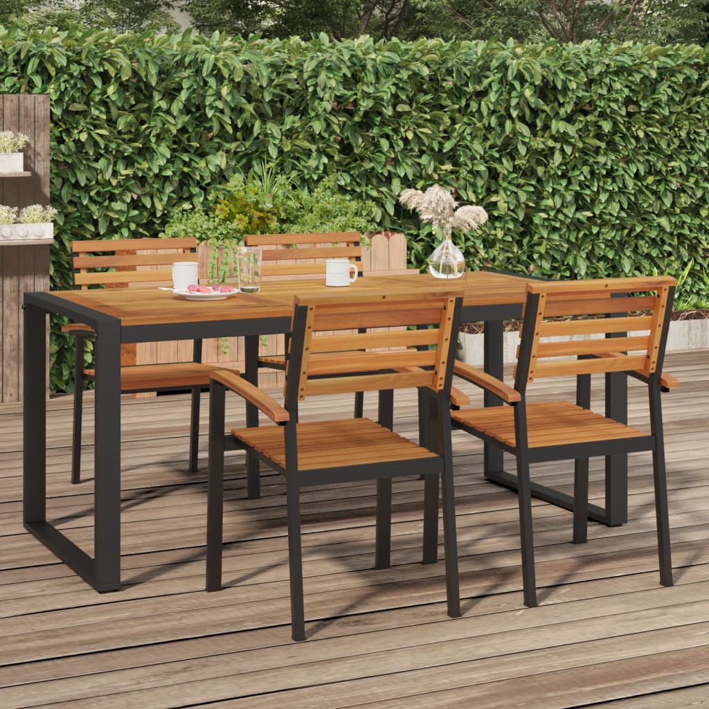 Vidaxl Patio Table With U-Shaped Legs 70.9''X35.4''X29.5'' Solid Wood Acacia