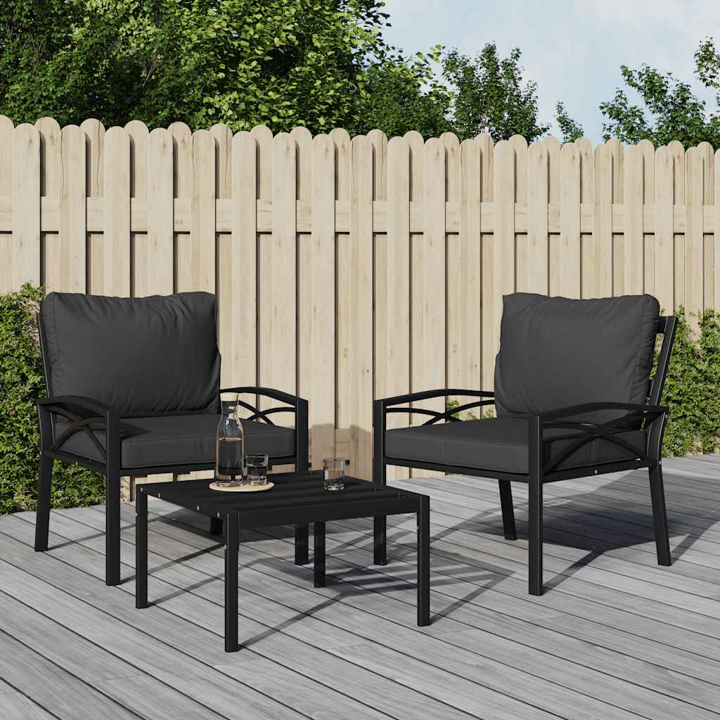 Vidaxl Patio Chairs With Gray Cushions 2 Pcs 26.8''X29.9''X31.1'' Steel