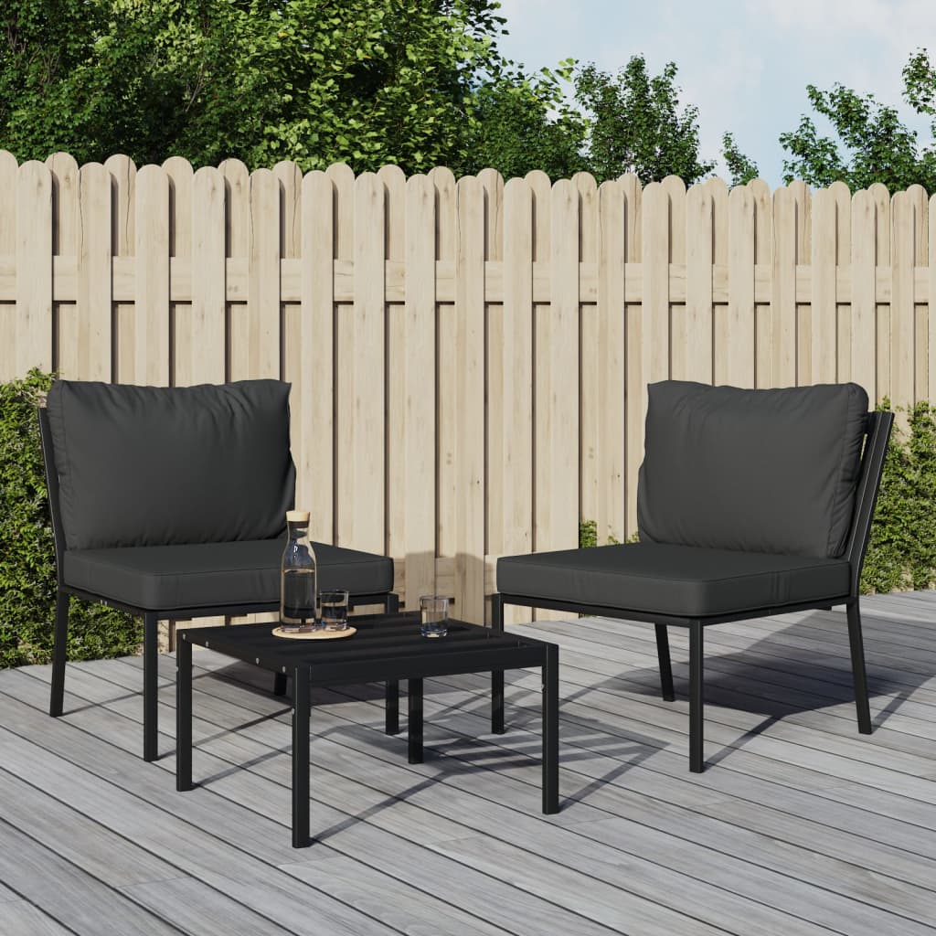 Vidaxl Patio Chairs With Gray Cushions 2 Pcs 23.6''X29.1''X31.1'' Steel