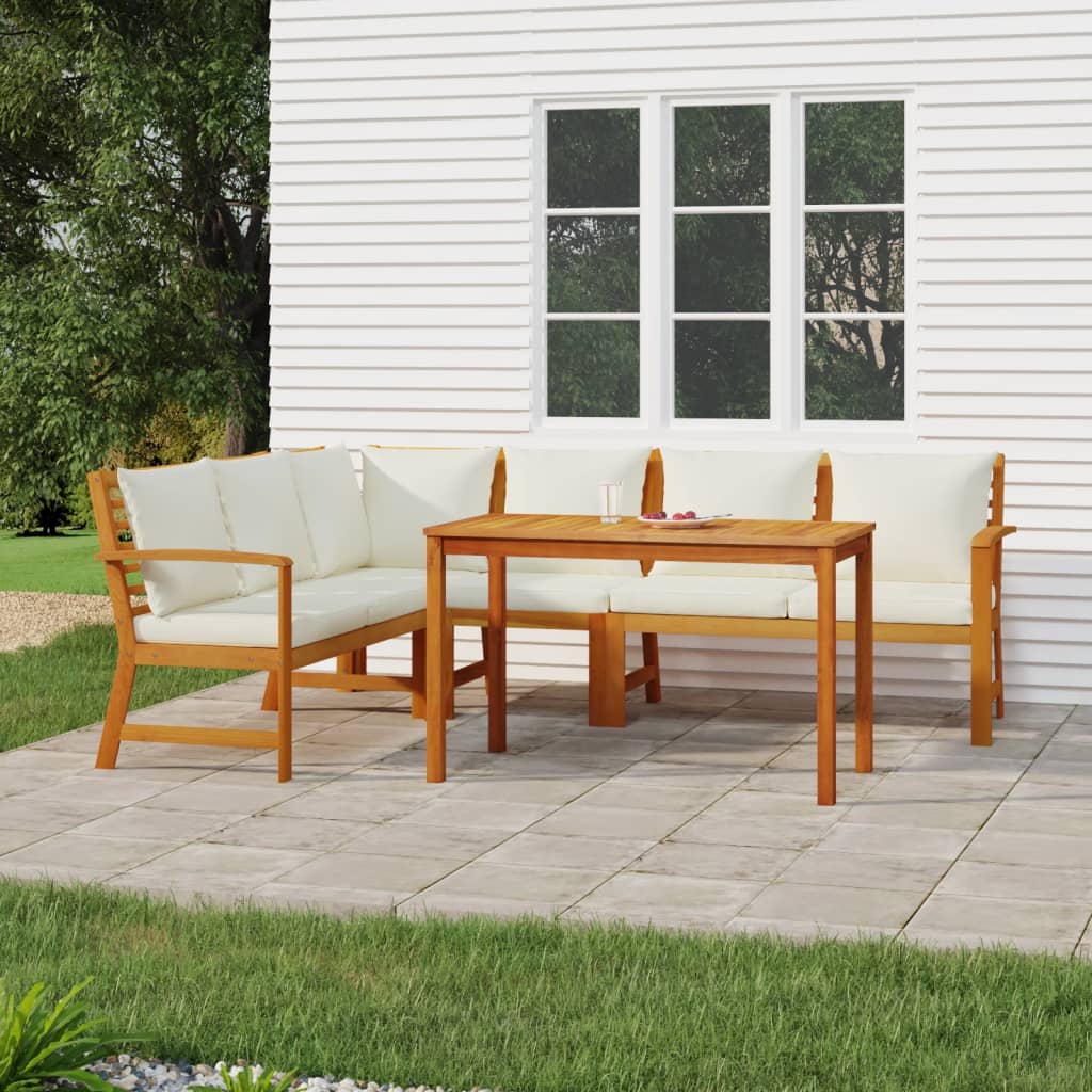 Vidaxl 5 Piece Patio Dining Set With Cushions Solid Wood Acacia
