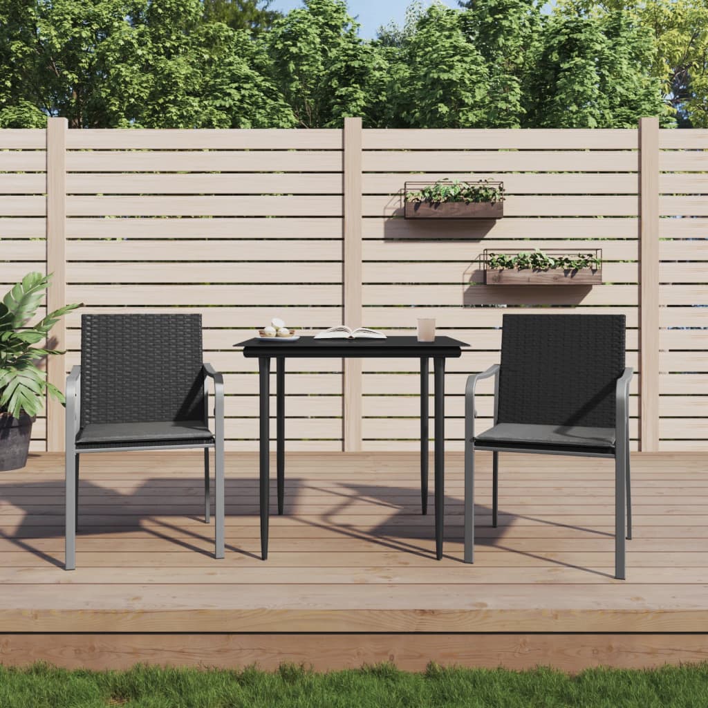 Vidaxl Patio Chairs With Cushions 2 Pcs Black 22''X23.2''X33.1'' Poly Rattan