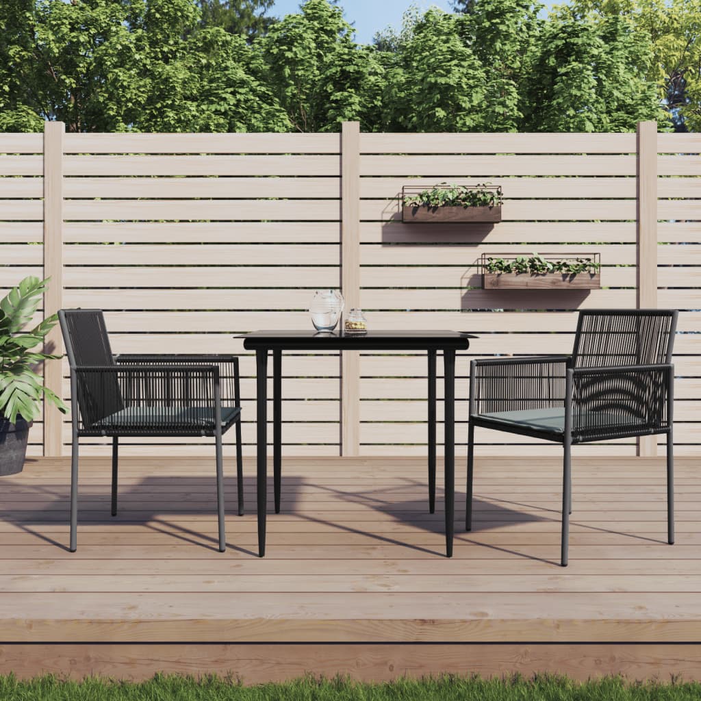 Vidaxl Patio Chairs With Cushions 2 Pcs Black 21.3''X23.8''X32.9'' Poly Rattan